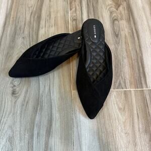 Birdies The Swan Black Suede Mules Shoes Women Size 6.5 Casual Career Minimalist